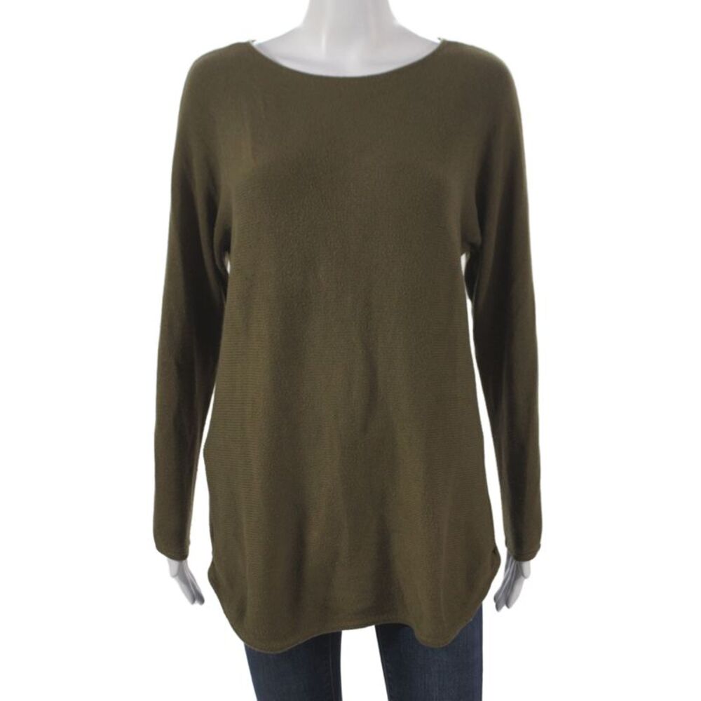 Michael Michael Kors Women Green Boat Neck Long Sleeve Pullover Sweater Size M